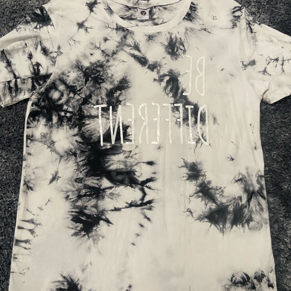 Tie-Dye Graphic Tee - "Be Different" Black & White
